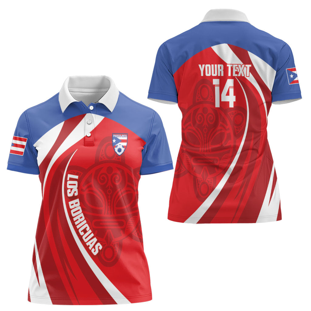 Puerto Rico Football 2026 Custom Women Polo Shirt Vamos Los Boricuas Taino Sun