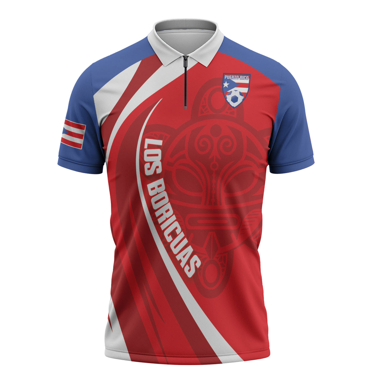 Puerto Rico Football 2026 Custom Zipper Polo Shirt Vamos Los Boricuas Taino Sun