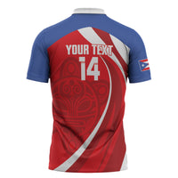 Puerto Rico Football 2026 Custom Zipper Polo Shirt Vamos Los Boricuas Taino Sun