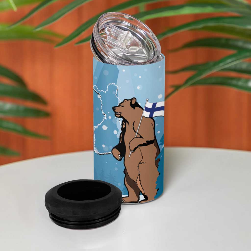 Finland Independence Day 4 in 1 Can Cooler Tumbler Suomen Itsenaistyminen Mix Brown Bear - Wonder Print Shop