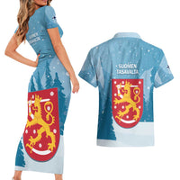 Finland Independence Day Couples Matching Short Sleeve Bodycon Dress and Hawaiian Shirt Suomen Itsenaistyminen Mix Brown Bear - Wonder Print Shop