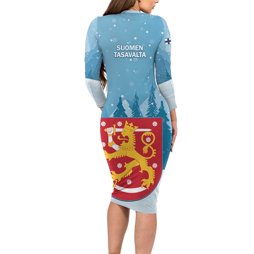 Finland Independence Day Family Matching Long Sleeve Bodycon Dress and Hawaiian Shirt Suomen Itsenaistyminen Mix Brown Bear - Wonder Print Shop