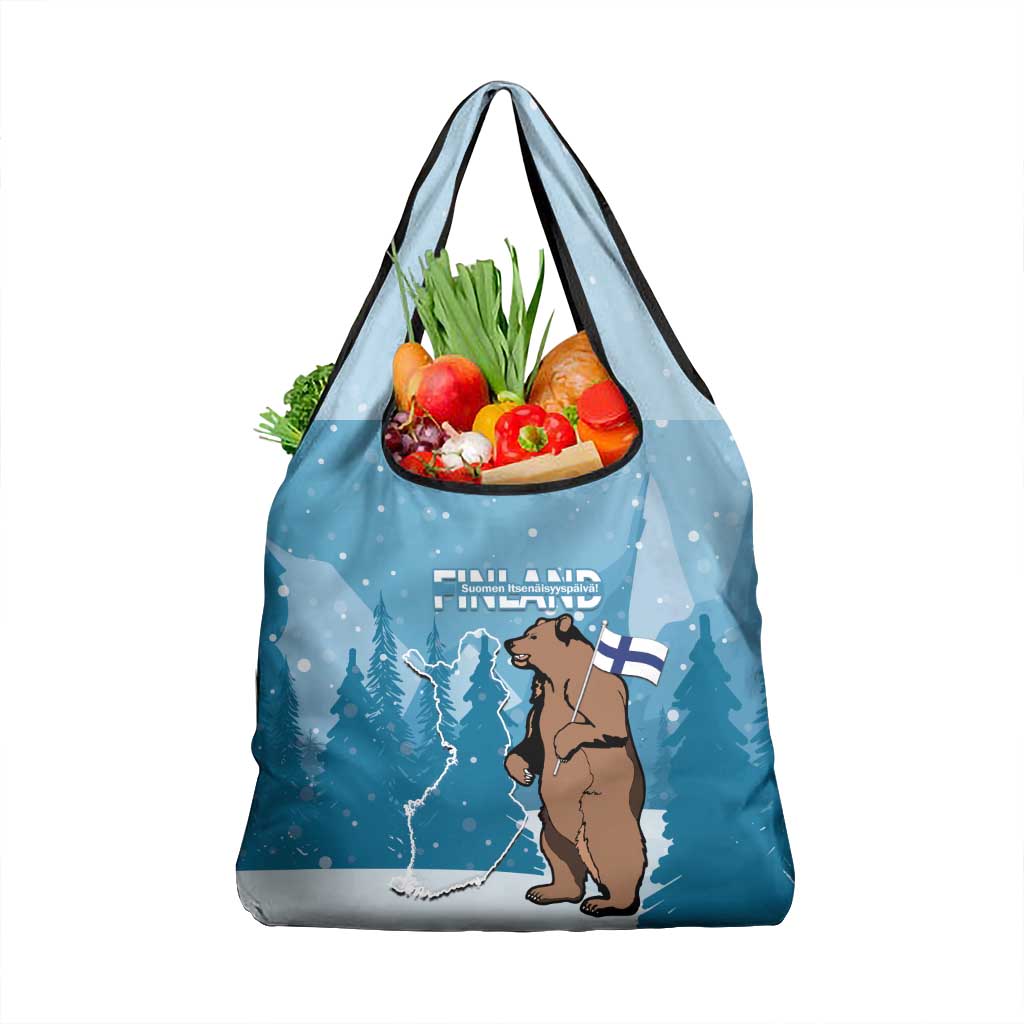 Finland Independence Day Grocery Bag Suomen Itsenaistyminen Mix Brown Bear