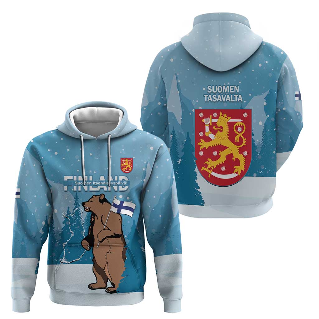 Finland Independence Day Hoodie Suomen Itsenaistyminen Mix Brown Bear - Wonder Print Shop