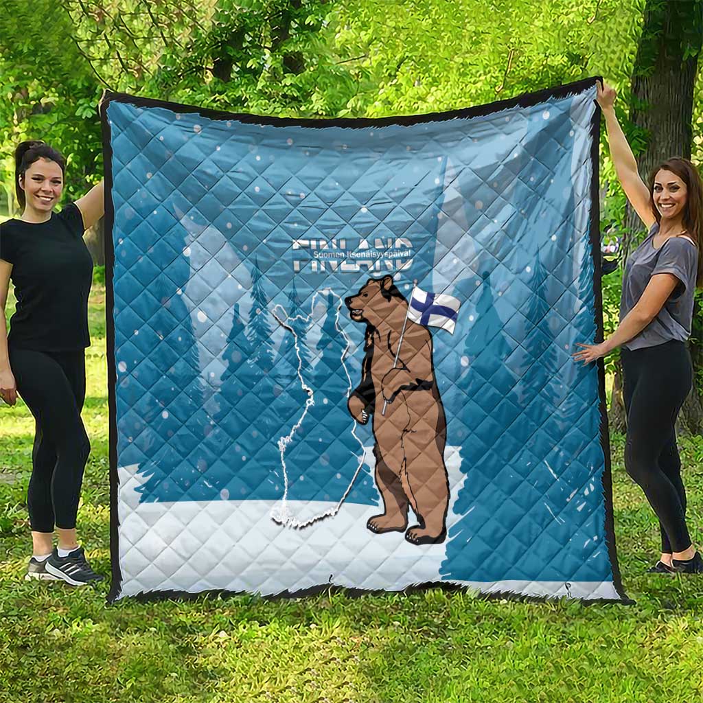 Finland Independence Day Quilt Suomen Itsenaistyminen Mix Brown Bear - Wonder Print Shop