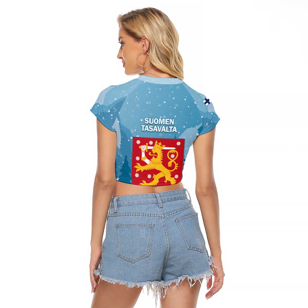 Finland Independence Day Raglan Cropped T Shirt Suomen Itsenaistyminen Mix Brown Bear - Wonder Print Shop