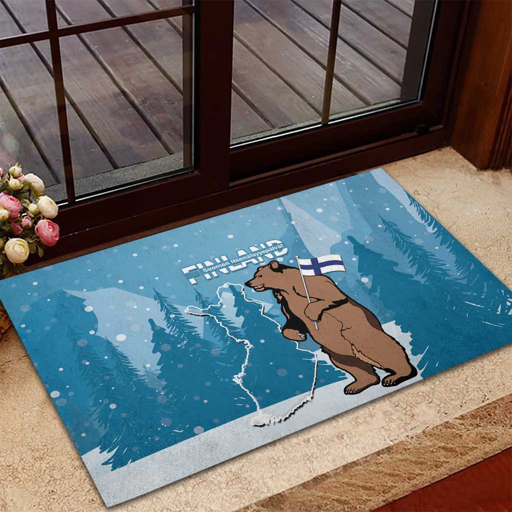 Finland Independence Day Rubber Doormat Suomen Itsenaistyminen Mix Brown Bear - Wonder Print Shop