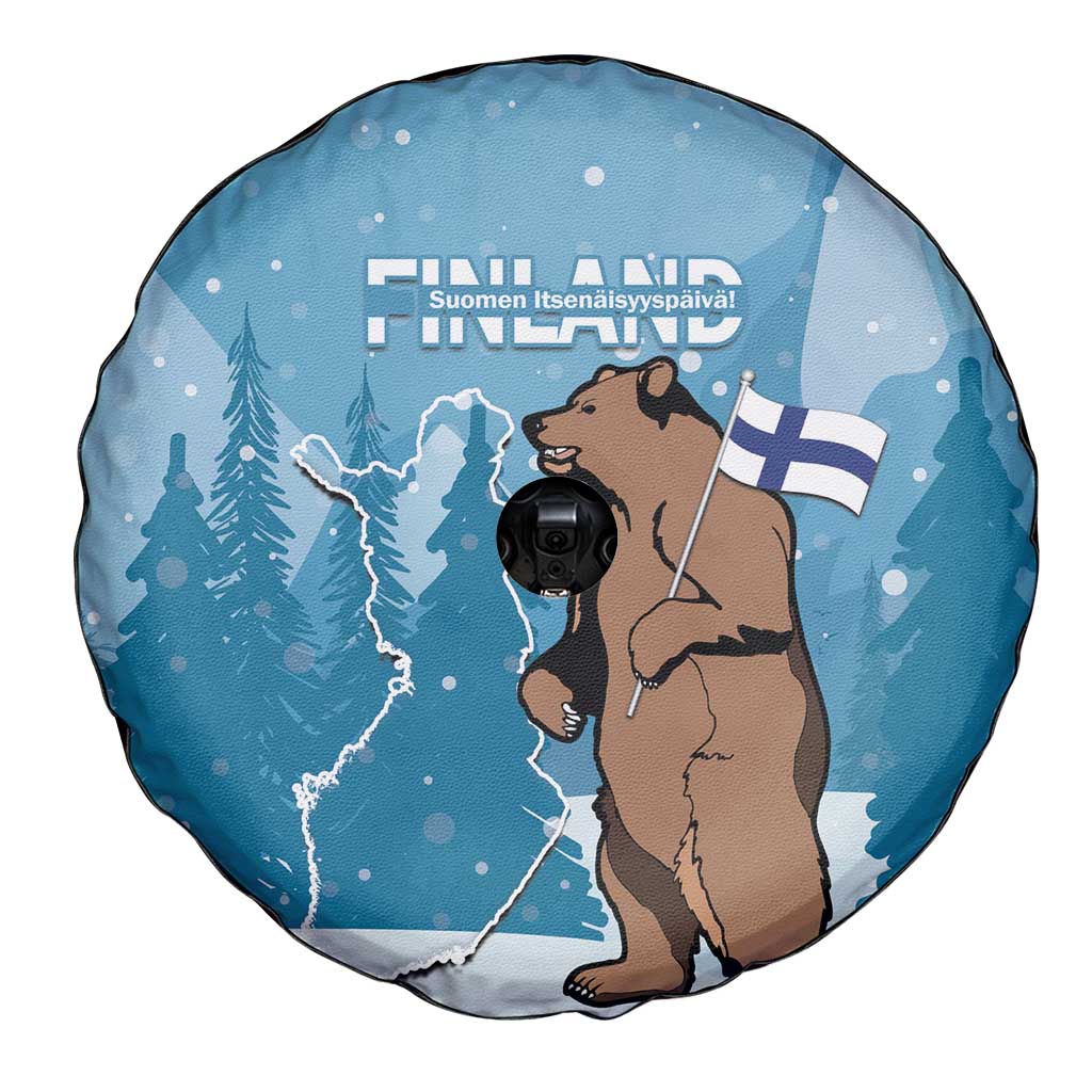 Finland Independence Day Spare Tire Cover Suomen Itsenaistyminen Mix Brown Bear - Wonder Print Shop