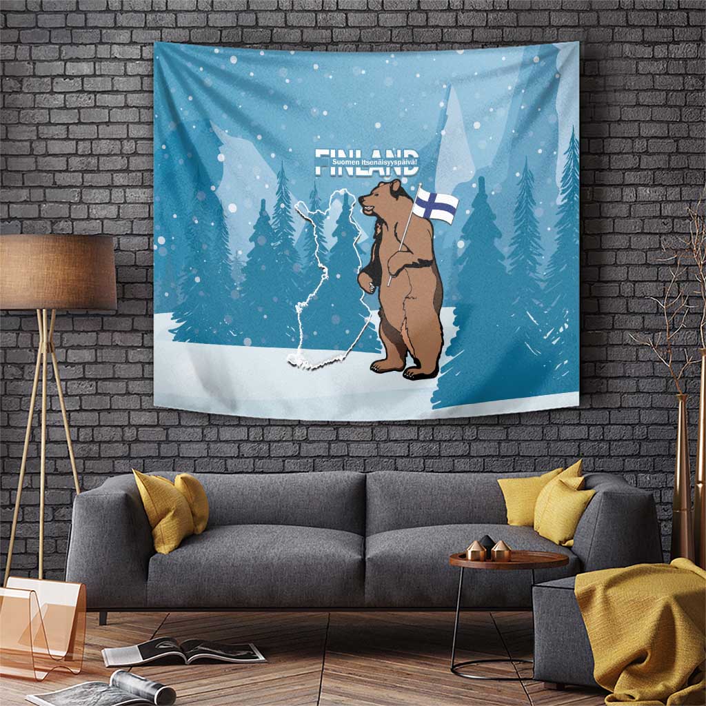 Finland Independence Day Tapestry Suomen Itsenaistyminen Mix Brown Bear - Wonder Print Shop