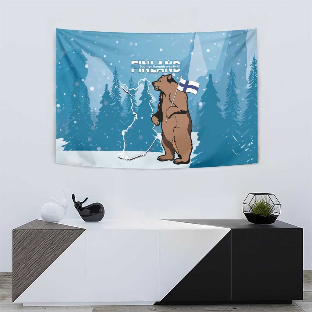 Finland Independence Day Tapestry Suomen Itsenaistyminen Mix Brown Bear - Wonder Print Shop