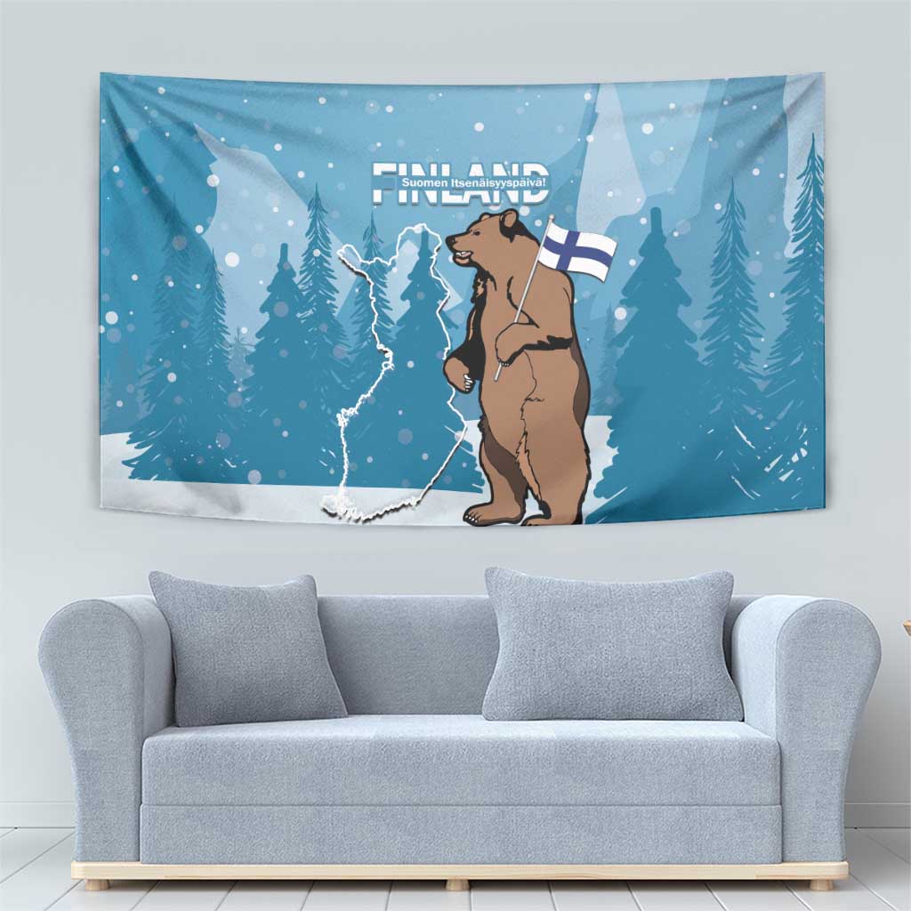 Finland Independence Day Tapestry Suomen Itsenaistyminen Mix Brown Bear - Wonder Print Shop