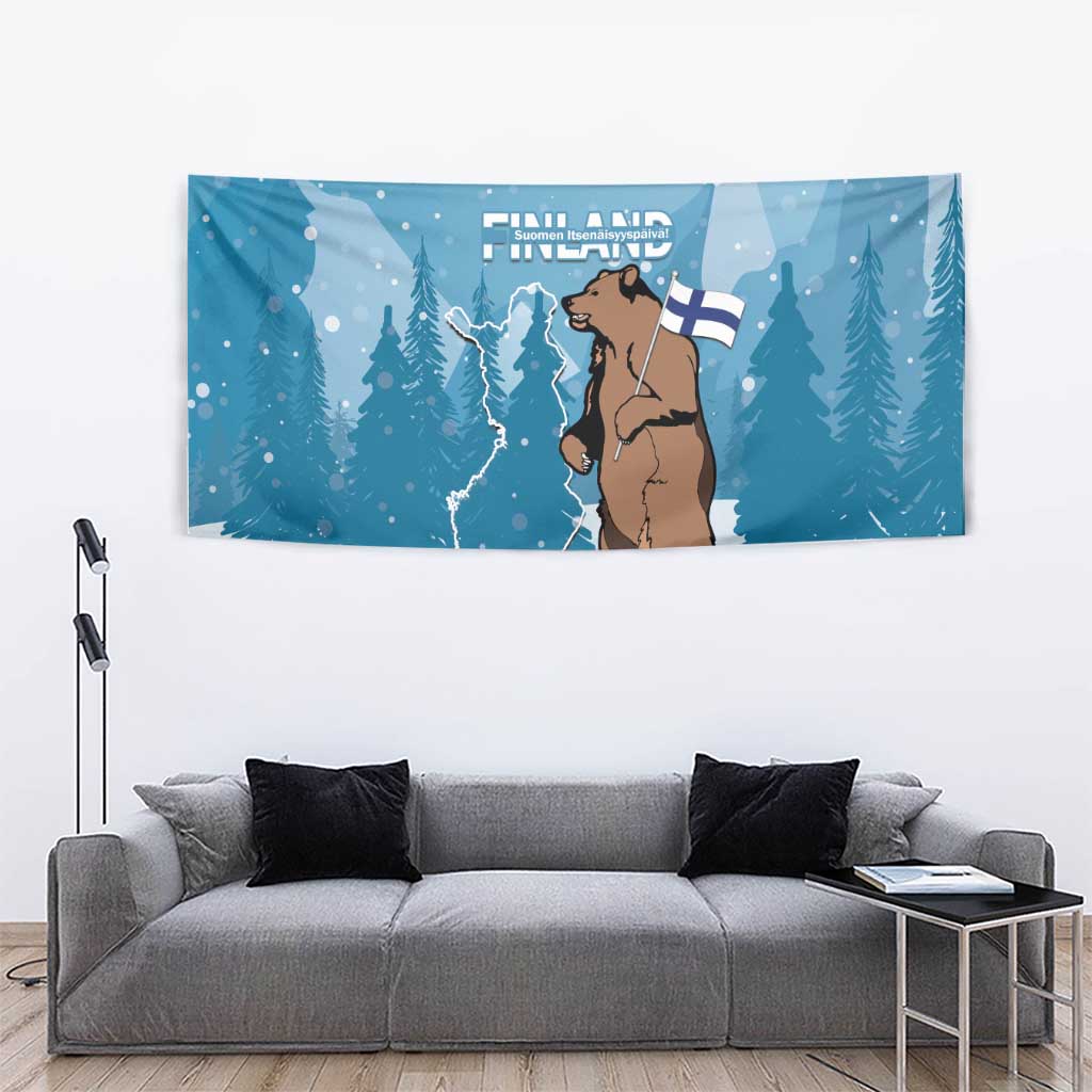 Finland Independence Day Tapestry Suomen Itsenaistyminen Mix Brown Bear - Wonder Print Shop