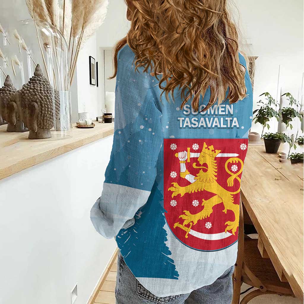 Finland Independence Day Women Casual Shirt Suomen Itsenaistyminen Mix Brown Bear - Wonder Print Shop