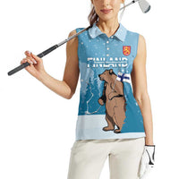Finland Independence Day Women Sleeveless Polo Shirt Suomen Itsenaistyminen Mix Brown Bear - Wonder Print Shop