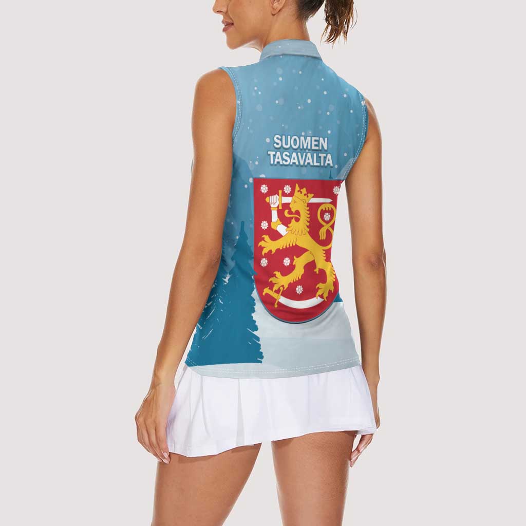 Finland Independence Day Women Sleeveless Polo Shirt Suomen Itsenaistyminen Mix Brown Bear - Wonder Print Shop