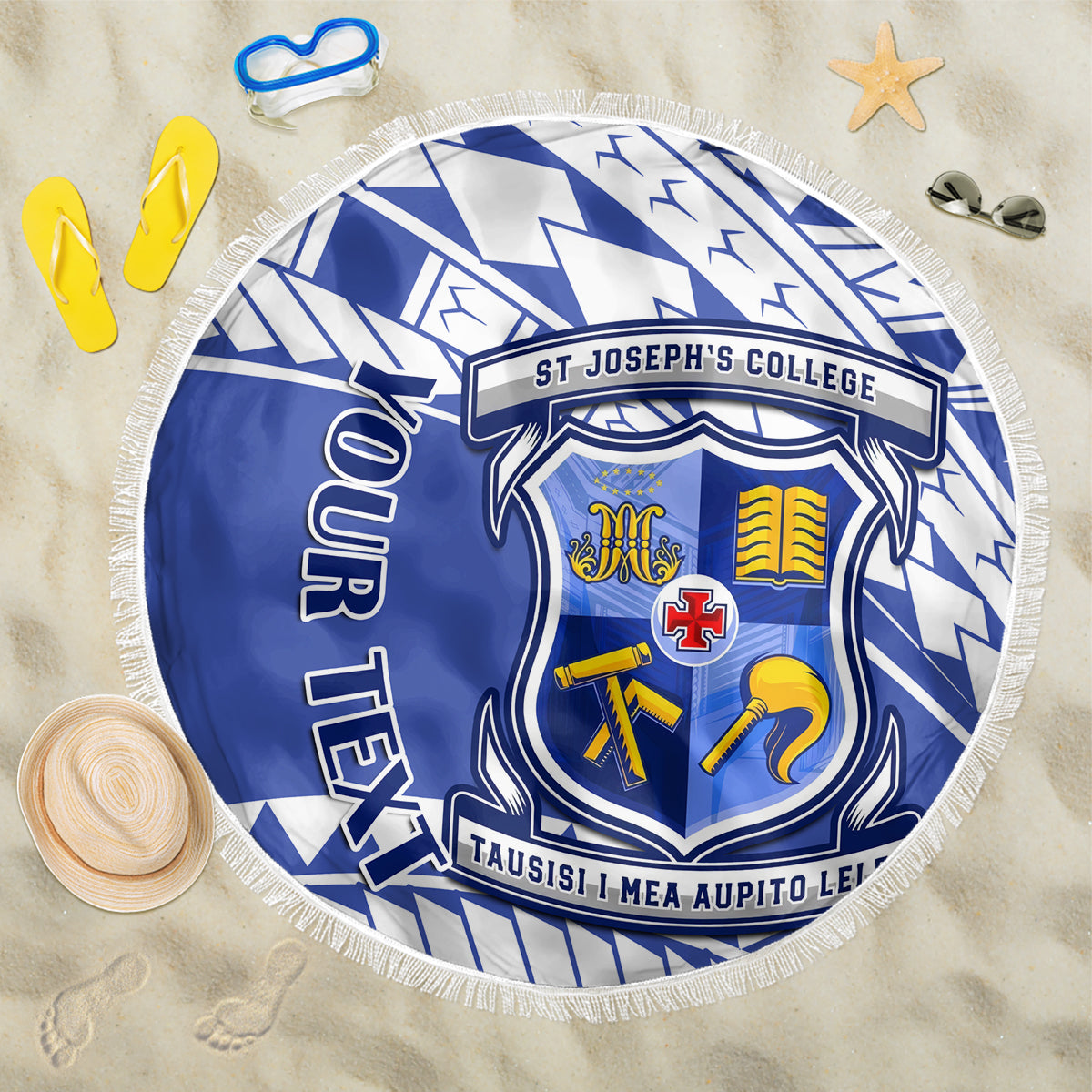 Personalised Samoa St Josephs College Beach Blanket Marist Brothers Samoan Pattern - Wonder Print Shop