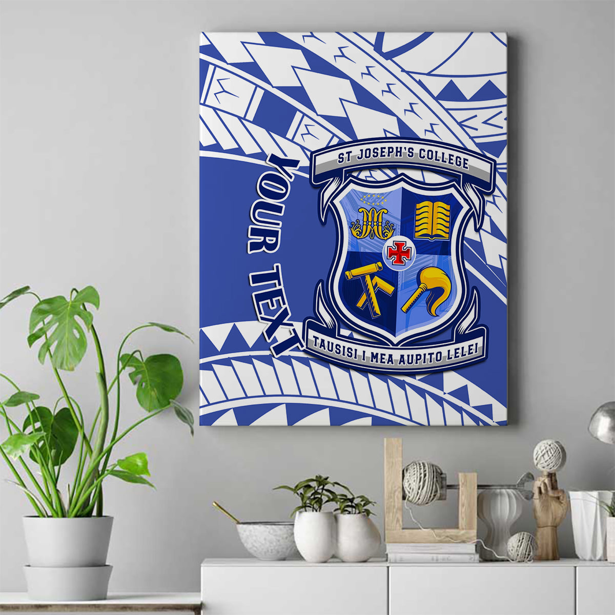 Personalised Samoa St Josephs College Canvas Wall Art Marist Brothers Samoan Pattern - Wonder Print Shop
