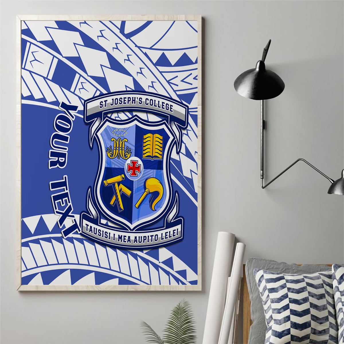 Personalised Samoa St Josephs College Canvas Wall Art Marist Brothers Samoan Pattern - Wonder Print Shop