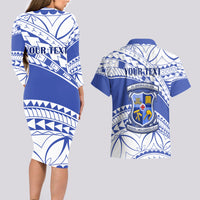 Personalised Samoa St Josephs College Couples Matching Long Sleeve Bodycon Dress and Hawaiian Shirt Marist Brothers Samoan Pattern - Wonder Print Shop