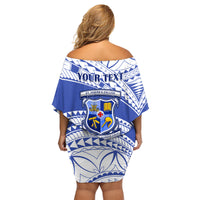 Personalised Samoa St Josephs College Family Matching Off Shoulder Short Dress and Hawaiian Shirt Marist Brothers Samoan Pattern - Wonder Print Shop