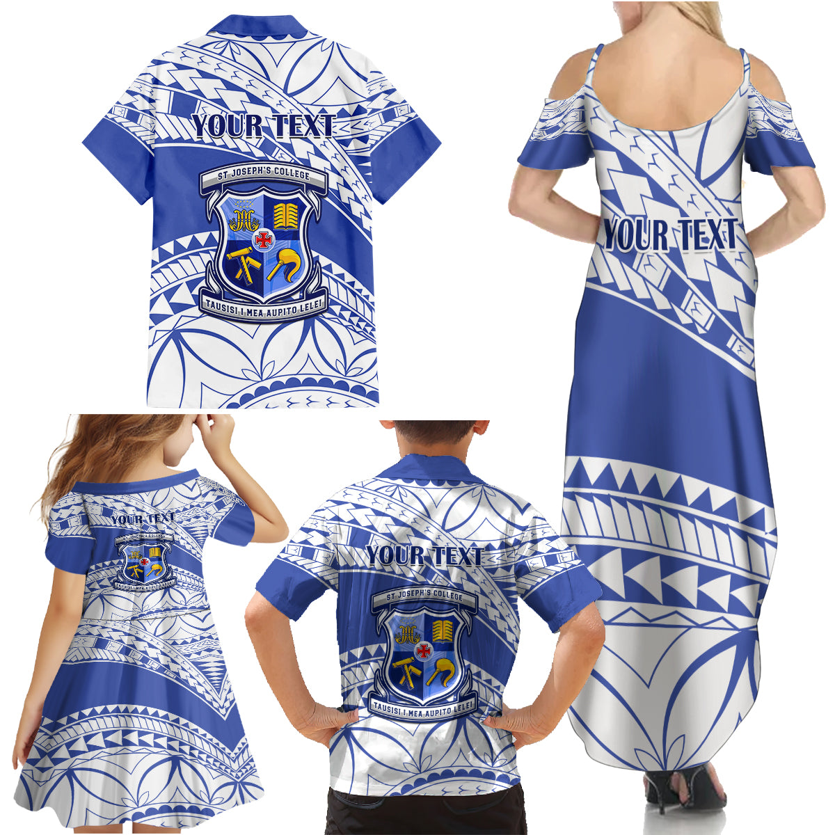 Personalised Samoa St Josephs College Family Matching Summer Maxi Dress and Hawaiian Shirt Marist Brothers Samoan Pattern - Wonder Print Shop