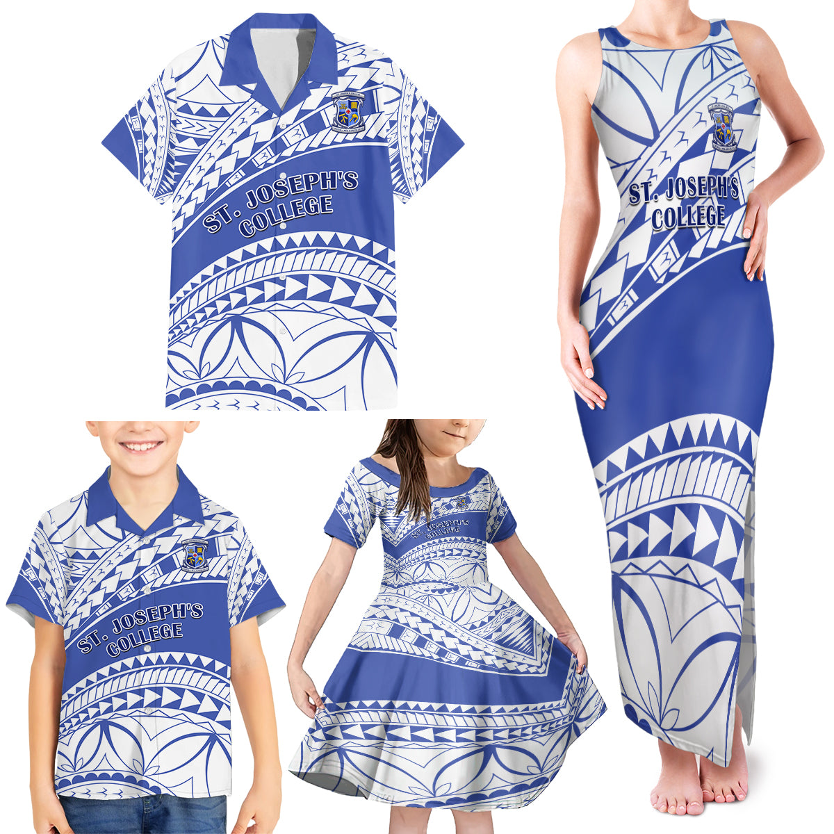 Personalised Samoa St Josephs College Family Matching Tank Maxi Dress and Hawaiian Shirt Marist Brothers Samoan Pattern - Wonder Print Shop