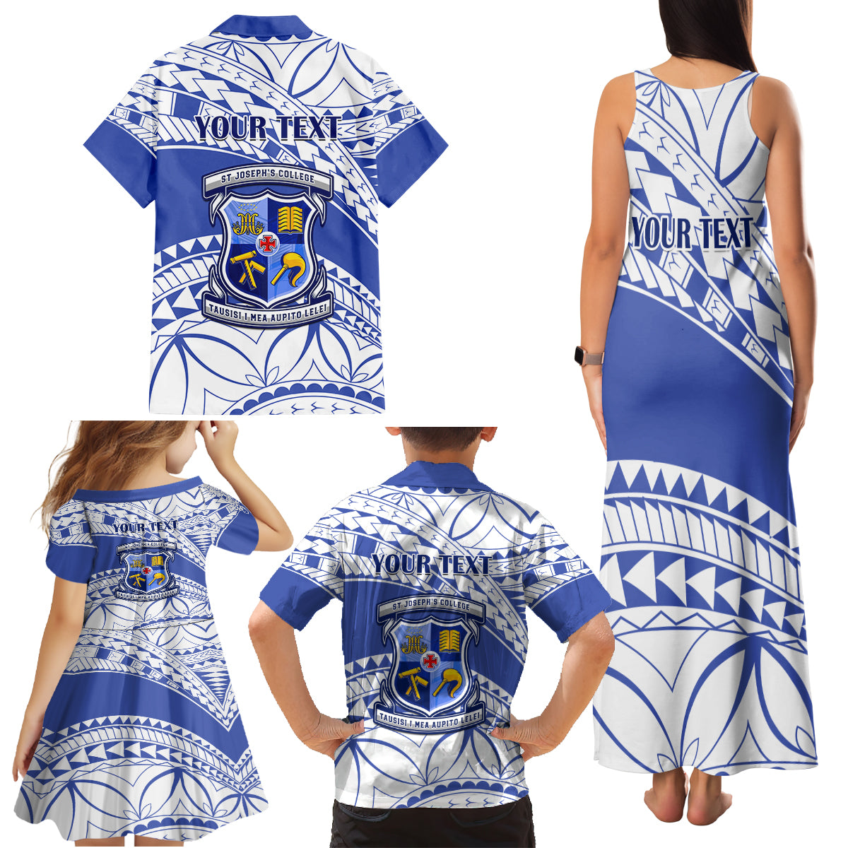 Personalised Samoa St Josephs College Family Matching Tank Maxi Dress and Hawaiian Shirt Marist Brothers Samoan Pattern - Wonder Print Shop