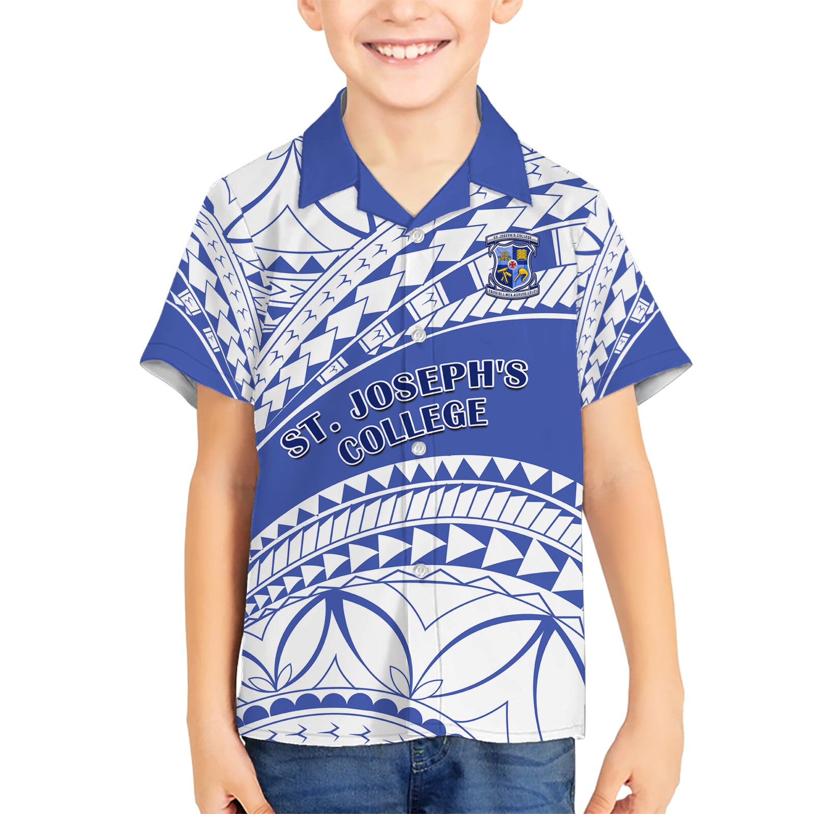 Personalised Samoa St Josephs College Kid Hawaiian Shirt Marist Brothers Samoan Pattern - Wonder Print Shop