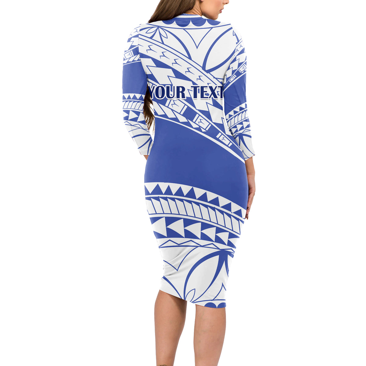 Personalised Samoa St Josephs College Long Sleeve Bodycon Dress Marist Brothers Samoan Pattern - Wonder Print Shop