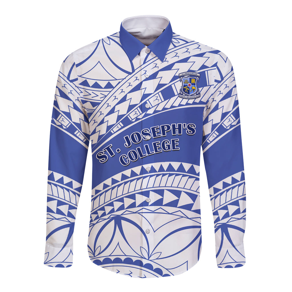 Personalised Samoa St Josephs College Long Sleeve Button Shirt Marist Brothers Samoan Pattern - Wonder Print Shop