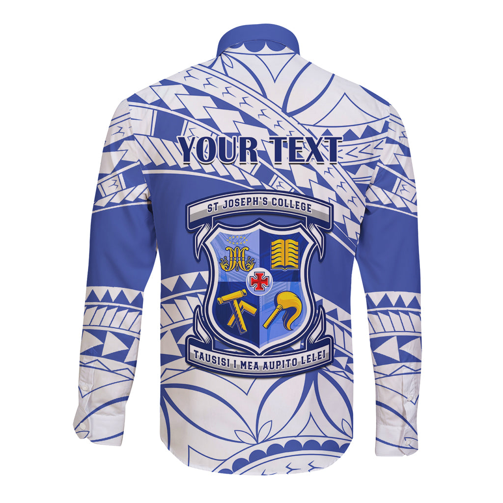 Personalised Samoa St Josephs College Long Sleeve Button Shirt Marist Brothers Samoan Pattern - Wonder Print Shop