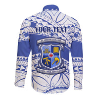 Personalised Samoa St Josephs College Long Sleeve Button Shirt Marist Brothers Samoan Pattern - Wonder Print Shop