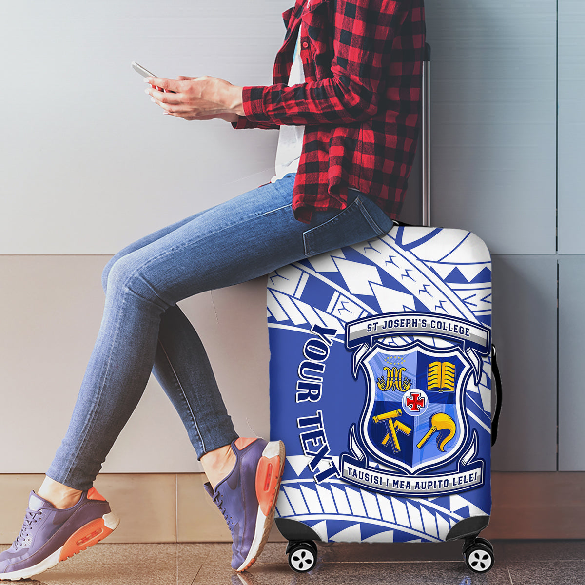 Personalised Samoa St Josephs College Luggage Cover Marist Brothers Samoan Pattern - Wonder Print Shop