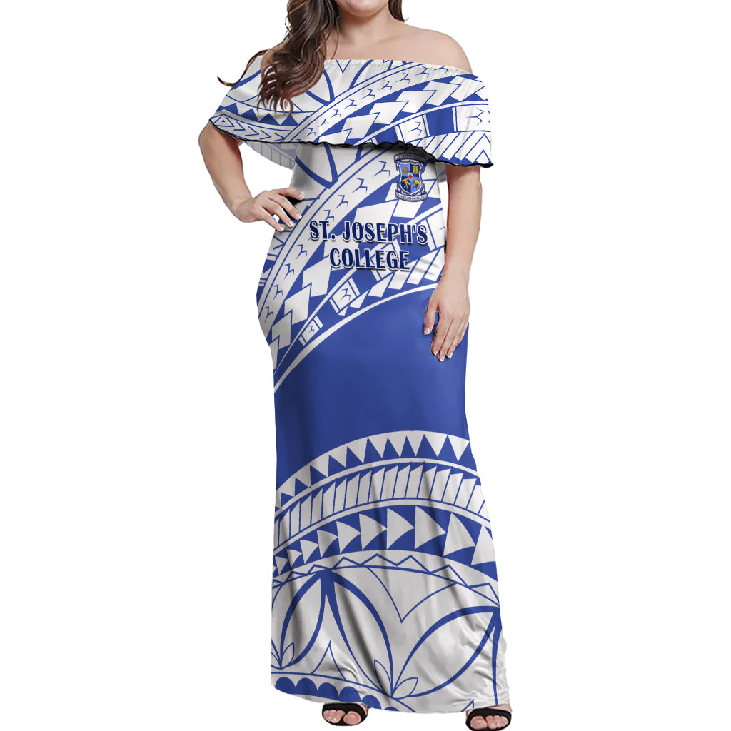 Personalised Samoa St Josephs College Off Shoulder Maxi Dress Marist Brothers Samoan Pattern - Wonder Print Shop
