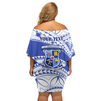 Personalised Samoa St Josephs College Off Shoulder Short Dress Marist Brothers Samoan Pattern - Wonder Print Shop
