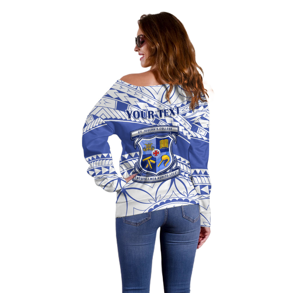 Personalised Samoa St Josephs College Off Shoulder Sweater Marist Brothers Samoan Pattern - Wonder Print Shop