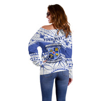 Personalised Samoa St Josephs College Off Shoulder Sweater Marist Brothers Samoan Pattern - Wonder Print Shop