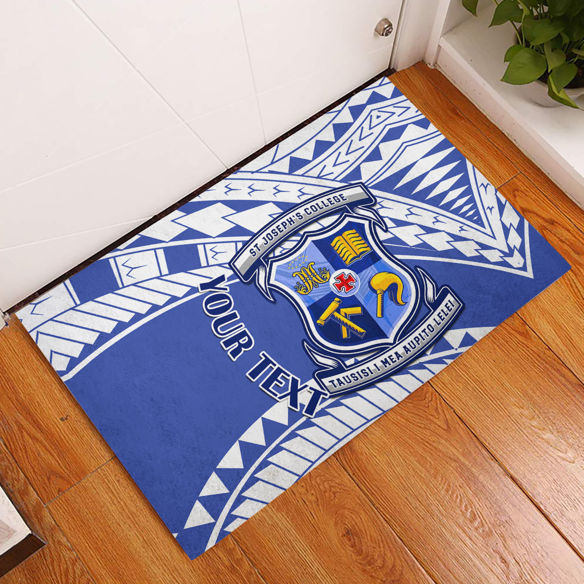 Personalised Samoa St Josephs College Rubber Doormat Marist Brothers Samoan Pattern - Wonder Print Shop