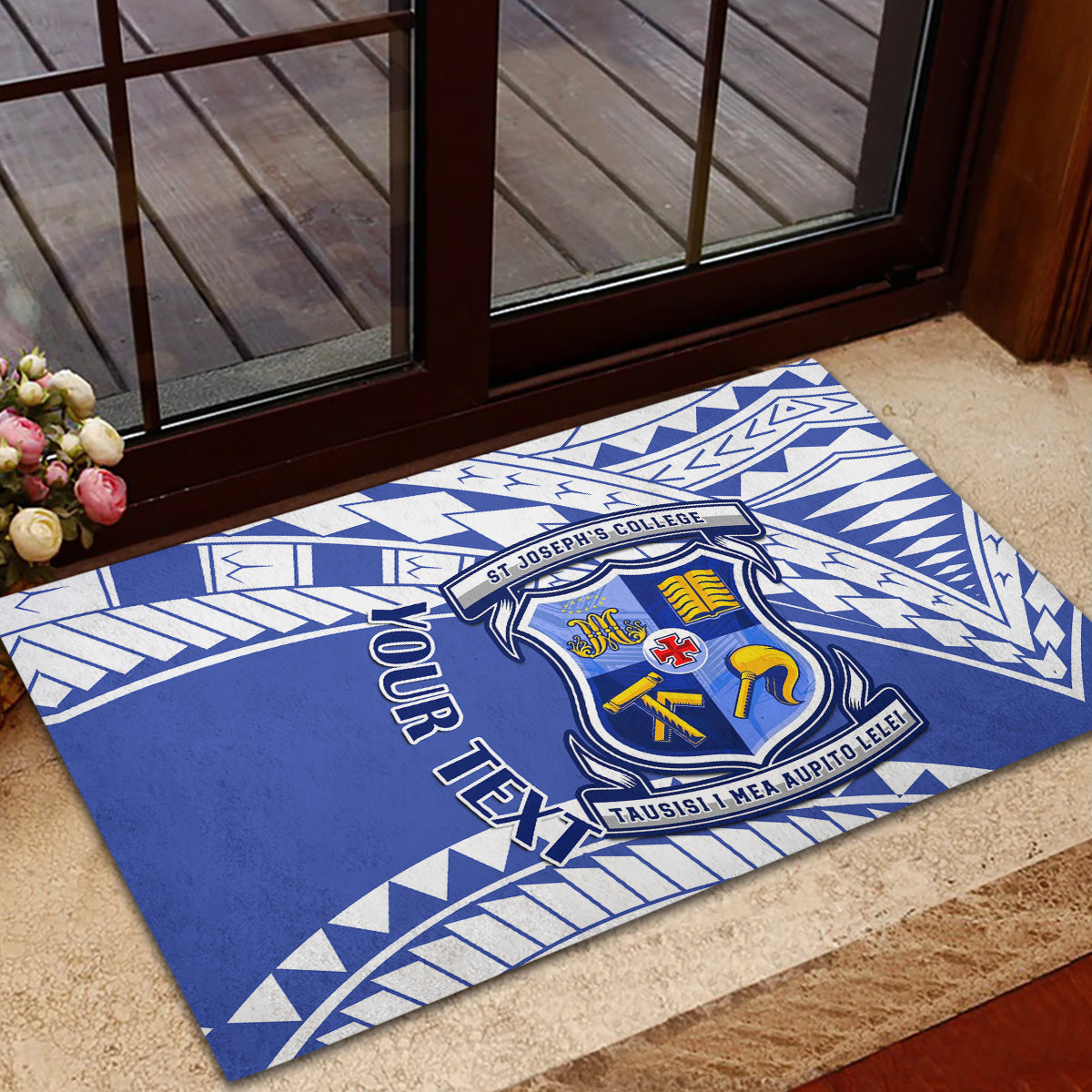 Personalised Samoa St Josephs College Rubber Doormat Marist Brothers Samoan Pattern - Wonder Print Shop