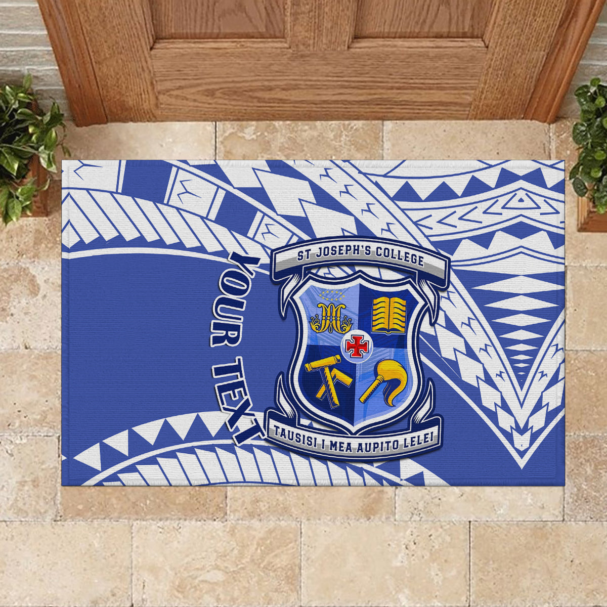 Personalised Samoa St Josephs College Rubber Doormat Marist Brothers Samoan Pattern - Wonder Print Shop