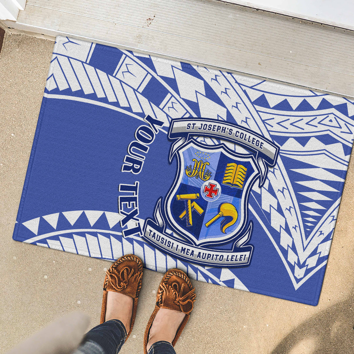 Personalised Samoa St Josephs College Rubber Doormat Marist Brothers Samoan Pattern - Wonder Print Shop