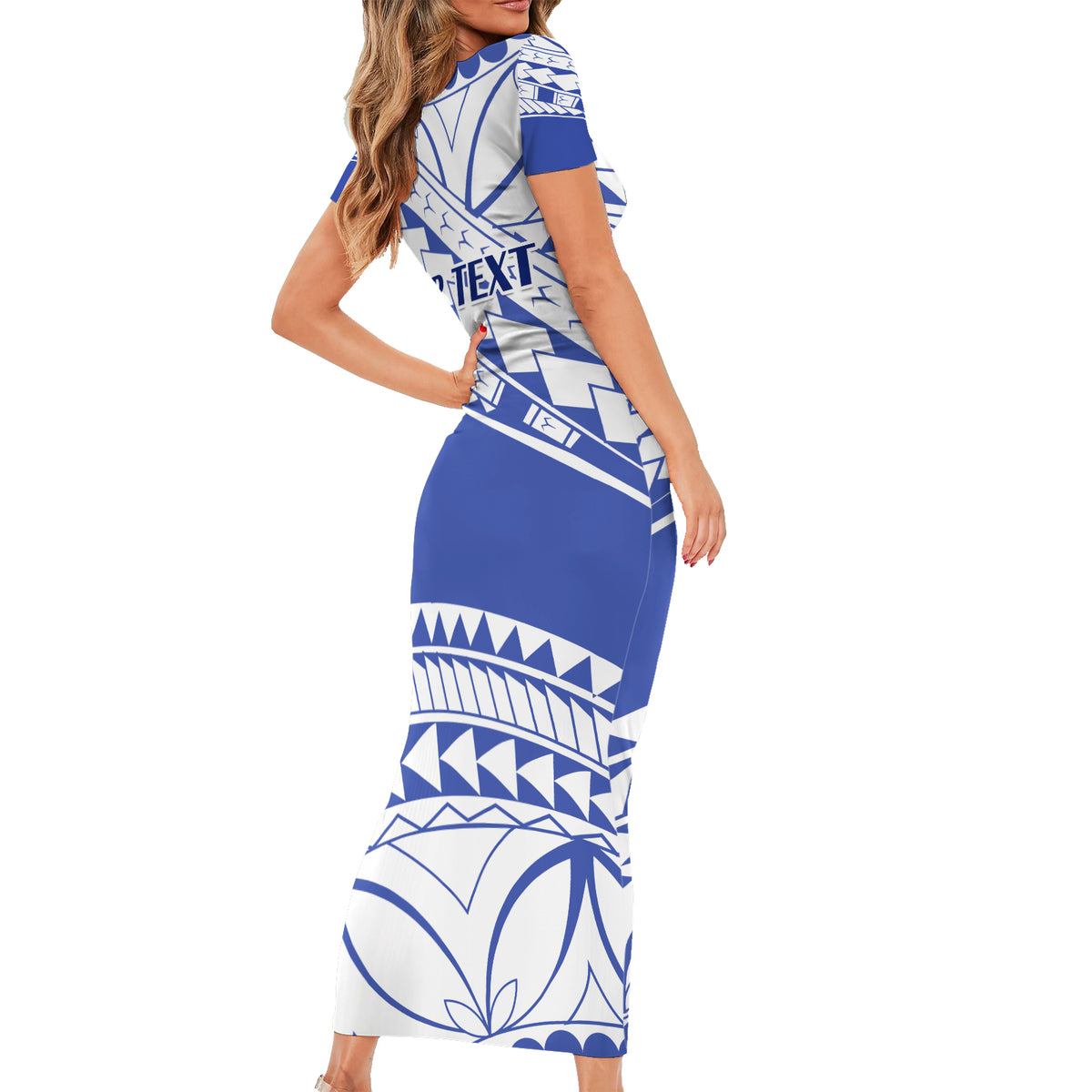 Personalised Samoa St Josephs College Short Sleeve Bodycon Dress Marist Brothers Samoan Pattern - Wonder Print Shop