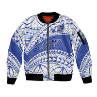 Personalised Samoa St Josephs College Sleeve Zip Bomber Jacket Marist Brothers Samoan Pattern - Wonder Print Shop