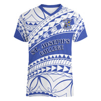 Personalised Samoa St Josephs College Women V Neck T Shirt Marist Brothers Samoan Pattern - Wonder Print Shop