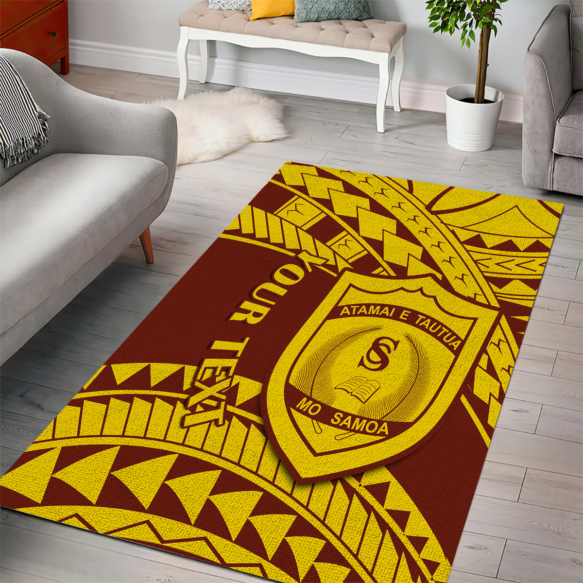 Personalised Samoa College Area Rug Samoan Pattern - Wonder Print Shop