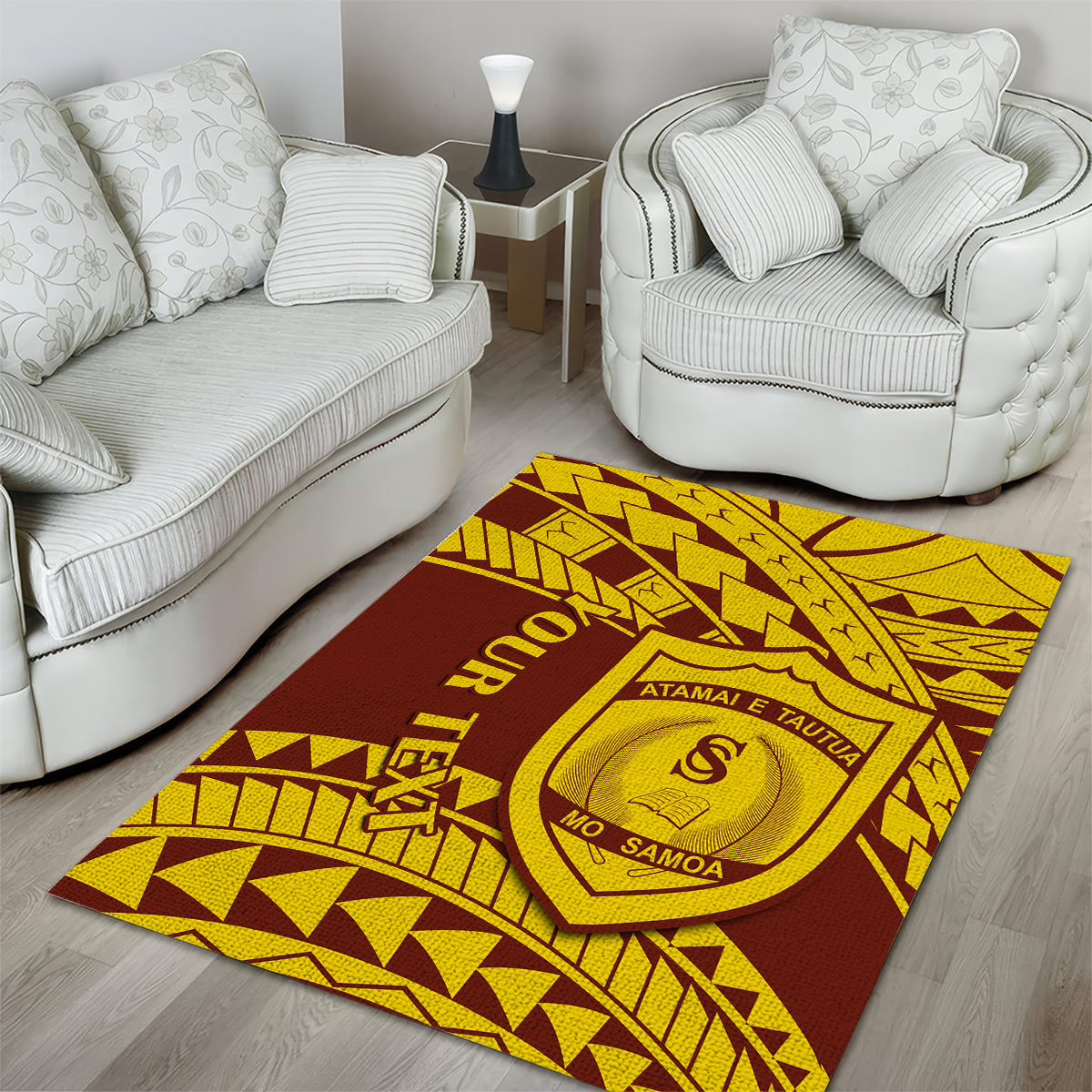 Personalised Samoa College Area Rug Samoan Pattern - Wonder Print Shop