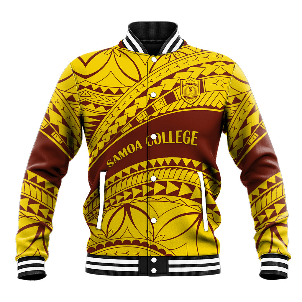 Personalised Samoa College Baseball Jacket Samoan Pattern - Wonder Print Shop