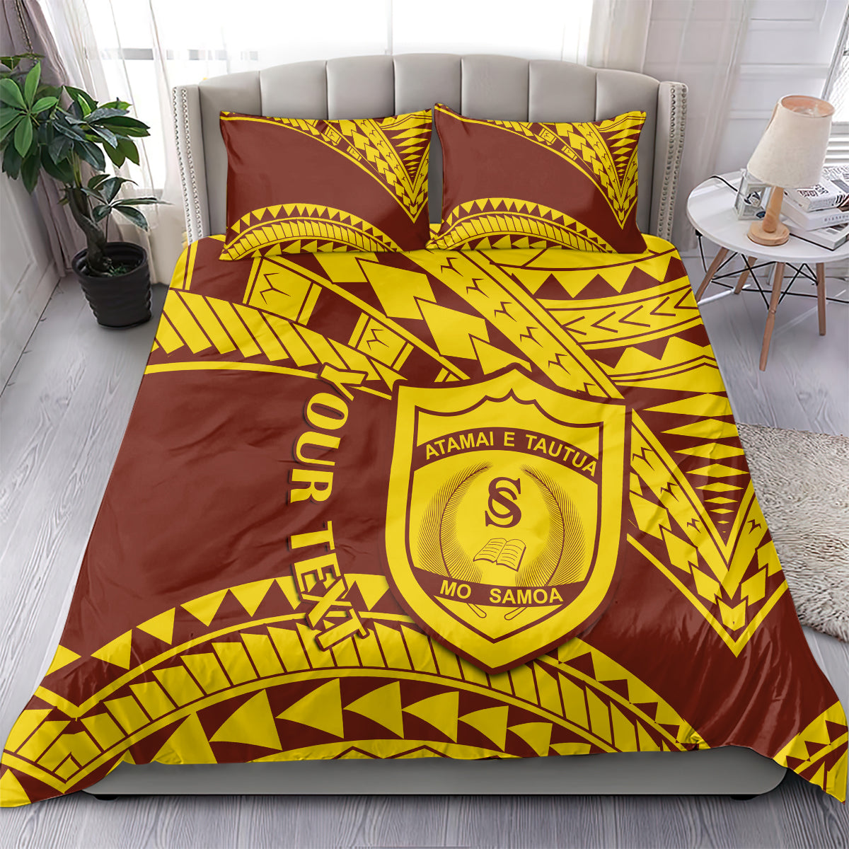 Personalised Samoa College Bedding Set Samoan Pattern - Wonder Print Shop