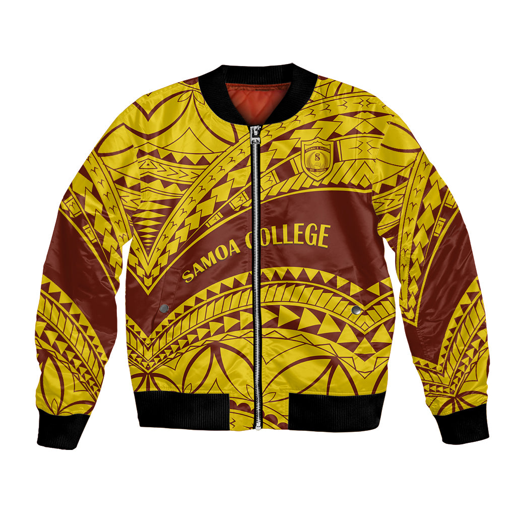 Personalised Samoa College Bomber Jacket Samoan Pattern - Wonder Print Shop