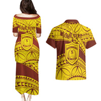 Personalised Samoa College Couples Matching Puletasi Dress and Hawaiian Shirt Samoan Pattern - Wonder Print Shop